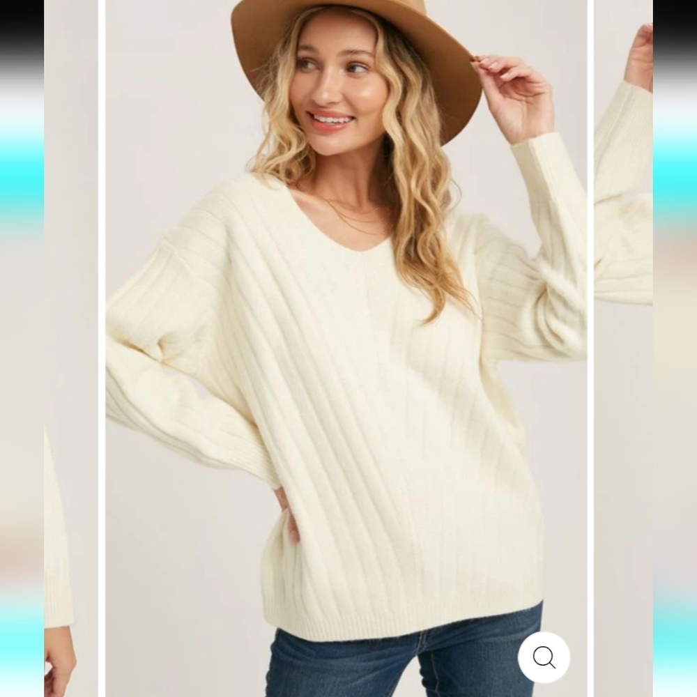 NWT GAP VNECK WOOL BLEND CREAM SWEATER XLARGE